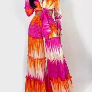 Banjul Pink and Orange Tie-Dye Coverup